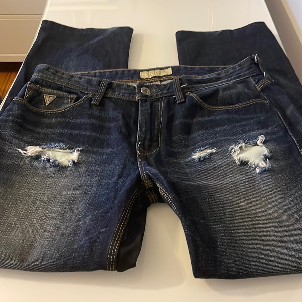 Guess Men’s Distressed Jeans Lincoln - Slim Straight, Size 33 X 32